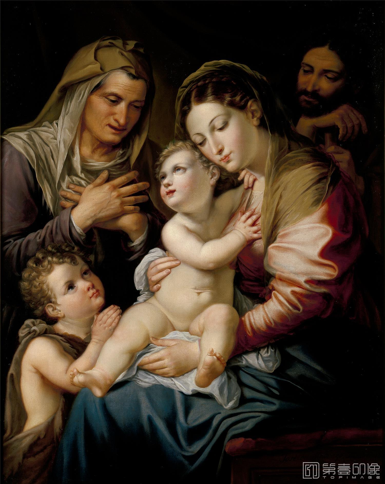 油画-西班牙普拉多美术馆油画藏画-Madrazo y Agudo, José de-Sagrada Familia-107cm x 83,5cm-1589